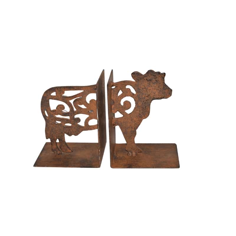 Cast Iron Fleur Cow Bookends Set 15cm