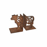 Cast Iron Fleur Cow Bookends Set 15cm - Side View