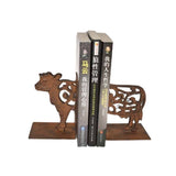 Cast Iron Fleur Cow Bookends Set 15cm - Top-Down View