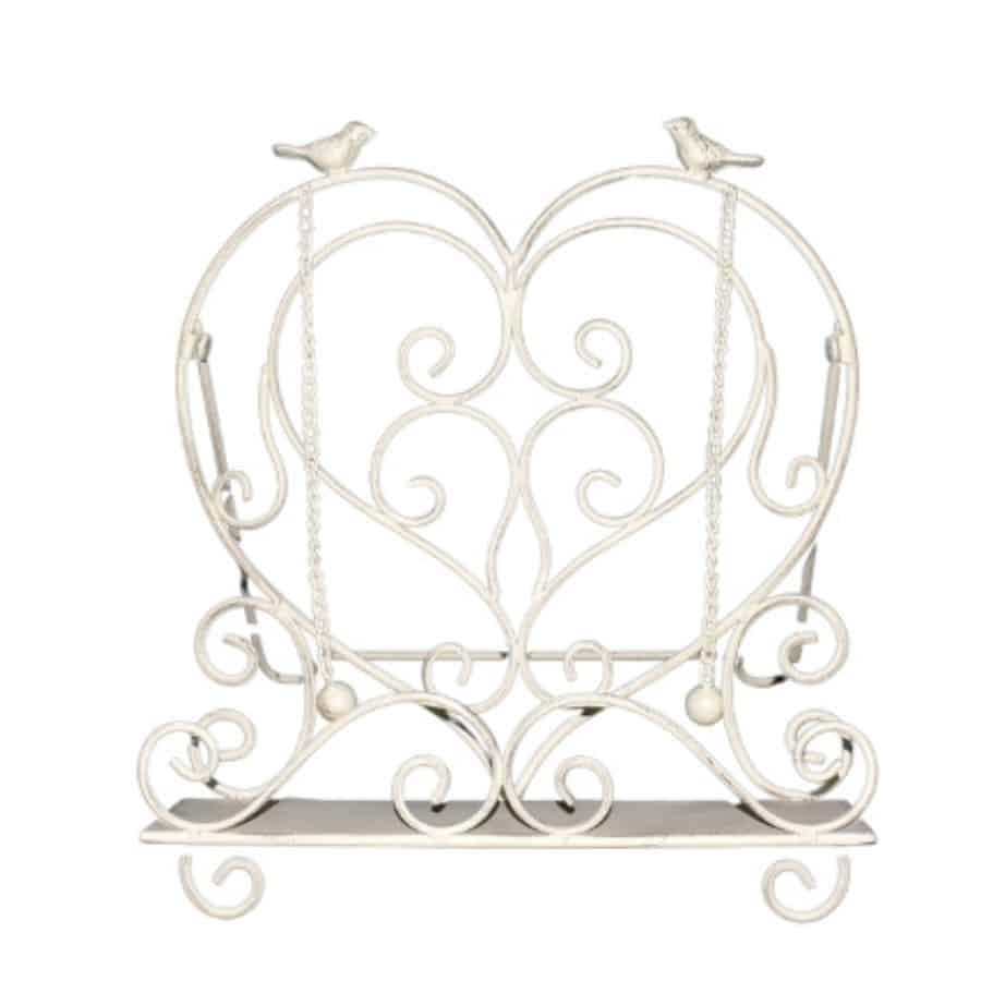 Heart Shape Recipe / Book Stand w Birds 35cm