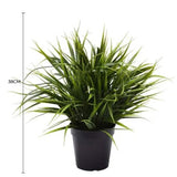 Artificial Ornamental Potted Dense Green Grass UV Resistant 38cm - Front View