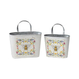 Set 2 Oval Planter Storage Bucket 28cm - Side View