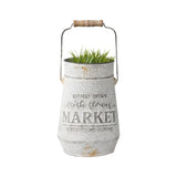 Distressed Flower Market Planter w Handle 26cm - Side View