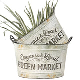 Set 2 Oval Organic Market Planter Storage Buckets 38cm