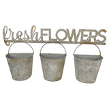 Three Bucket 'Fresh Flowers' Wall Planter 51x26cm