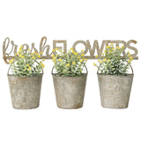 Three Bucket 'Fresh Flowers' Wall Planter 51x26cm - Side View