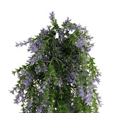 Artificial Hanging Purple and Green Willow Leaf Garland Bush UV Resistant and Fire Rated 20cm x 76cm - Front View