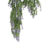 Artificial Hanging Purple and Green Willow Leaf Garland Bush UV Resistant and Fire Rated 20cm x 76cm - Side View