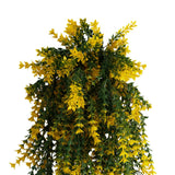 Artificial Hanging Yellow and Green Willow Leaf Garland Bush UV Resistant and Fire Rated 20cm x 76cm - Front View