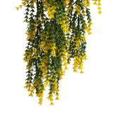 Artificial Hanging Yellow and Green Willow Leaf Garland Bush UV Resistant and Fire Rated 20cm x 76cm - Side View
