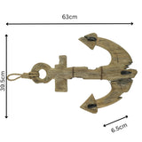 Handcrafted Anchor Wall Hanging w 3 Hooks 63cm - 45-Degree Angle