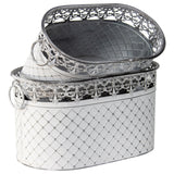 Set 2 French Country Oval Planter / Storage 40cm - Side View