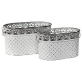Set 2 French Country Oval Planter / Storage 40cm - Top-Down View