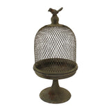 Antique Finish Cloche w Bird 39cm