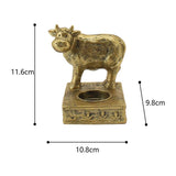 Antique Gold Cow Tealight Candle Holder 11cm - Front View