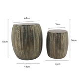 Set 2 Nested Lustre Barrel Side Table / Stools 46cm - Side View