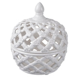 Lattice Decorative Lidded Jar Flower Motive 24cm