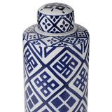 Valora Blue & White Cylinder Jar 35cm - Front View