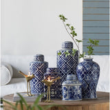 Valora Blue & White Cylinder Jar 35cm - Side View