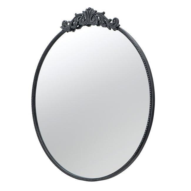 Baroque Black Round Wall Mirror 100x98cm