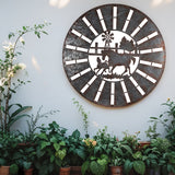 Galvanised w Rust Horses Round Laser Cut Wall Art 100cm - Front View
