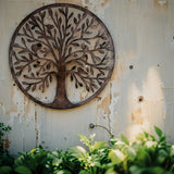 Laser Cut Round Tree Of Life w Birds Wall Art 60cm - Front View