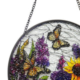 Flowers + Butterflies Stained Glass Sun Catcher 35cm - Side View