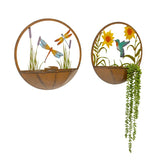 Set 2 Asst Humming Bird Wall Planters 39cm - Front View