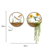 Set 2 Asst Humming Bird Wall Planters 39cm - Side View