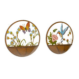 Set 2 Asst Dragonfly + Butterfly Wall Planters 39cm - Side View