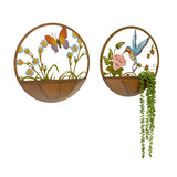 Set 2 Asst Dragonfly + Butterfly Wall Planters 39cm - Top-Down View