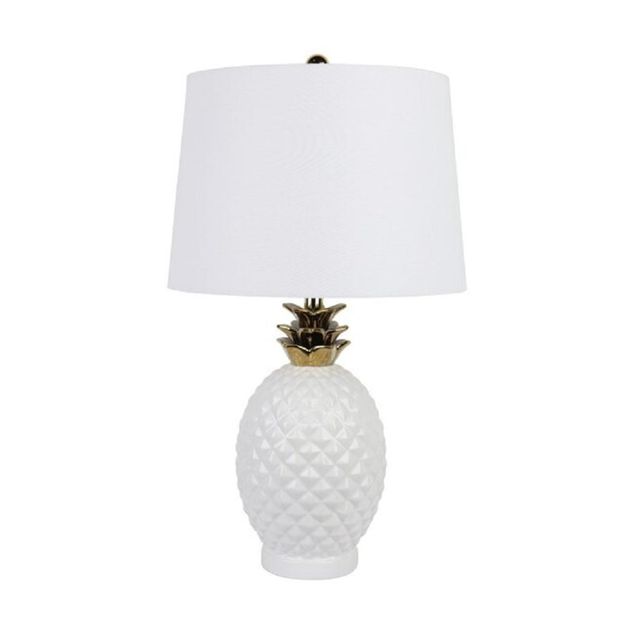Pineapple Table Lamp White & Gold 68cm