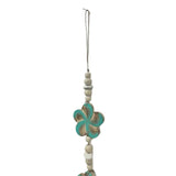 Turquoise Flowers W Beads + Tassel Mobile 90cm - Front View
