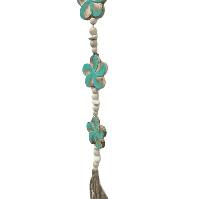 Turquoise Flowers W Beads + Tassel Mobile 90cm
