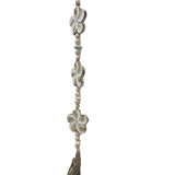 White Flowers W Beads + Tassel Mobile 90cm - Front View