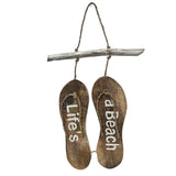 Handcrafted Life'S Beach Thongs Wall Art 24cm - Front View