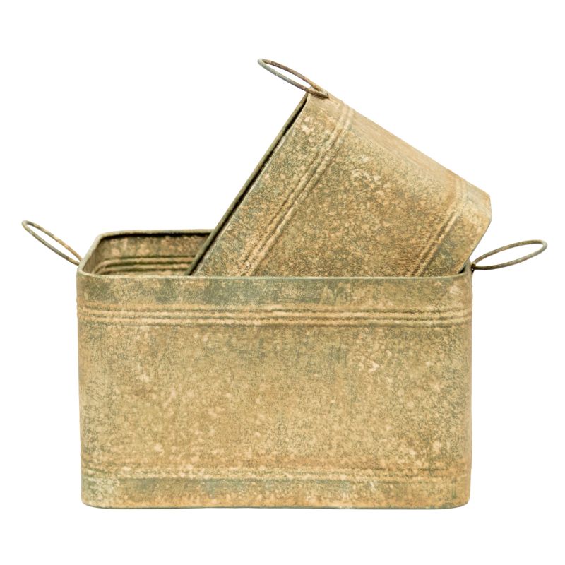 Set 2 Nested Vintage Style Storage Bins 28cm