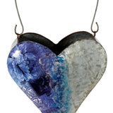 Natures Art' W Blue Heart Hanging Planter 24cm - Side View
