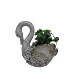 Swan + Flowers Planter w Hole + Plug 52cm - Top-Down View