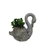 Swan + Flowers Planter w Hole + Plug 52cm - 45-Degree Angle
