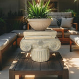 Elaborate Roman Pillar Planter / Stand w Lid 40cm - Front View