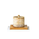 Handcrafted Round Box w Carving 15cm - Front View