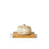 Handcrafted Round Squat Box w Carving 15cm - Front View