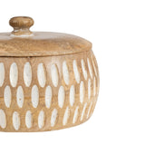 Handcrafted Round Squat Box w Carving 15cm - Side View