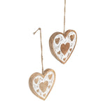 Set 2 Handcrafted Hanging Hearts 18cm, 13cm - Front View
