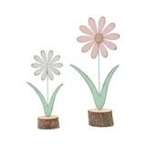 Set 2 Asst Pastel Flowers on Base Ornament 31cm - Front View
