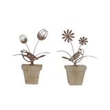 Set 2 Asst Birds & Flowers on Wood Ledge 21cm