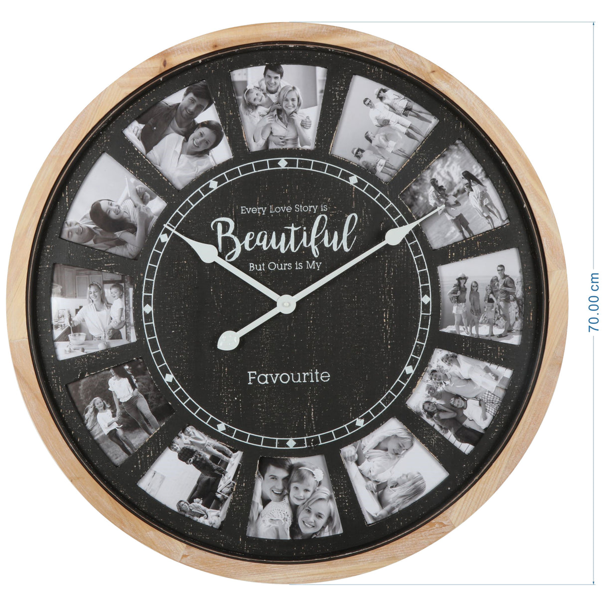 Distressed Photo Gallery Collage Wall Clock 70cm