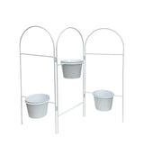 Three Tier White Planter Stand w/ Pots 68x55cm - Front View