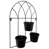 Black Arched 3 Pot Wall Planter 40x52cm - Side View